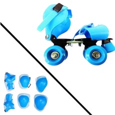 네바퀴 아동/성인 롤러스케이트 롤러슈즈, 블루(+안전보호대6종), 1개