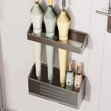 자석식 벽걸이 우산꽂이 문 뒤 배수 설계 무타공 현관 우산 보관 정리대, 2. Gunmetal gray rack c, 1개