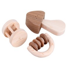 IKONIH 搖鈴三件組 嬰幼兒木製玩具, 1個, Natural Wood