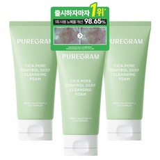 2+1 출시하자마자 1위 퓨어그램 모공이별 딥클렌징폼 제주 그린티 저자극 폼클렌징 120ml, 3개