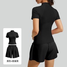 夏季運動套裝 半拉鍊網紗瑜伽服女修身透氣跑步健身套裝