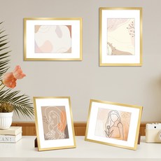 매트액자 인테리어 액자 프레임 사진액자 결혼식 본식 돌잔치 탁상용 벽걸이, 1개, 골든