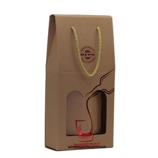 와인 포장박스 50개 2구 1구 50개입 디자인 박스, 1개, 레더브라운 페이퍼와인 2병 세트