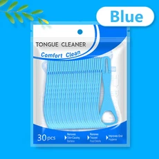 성인용 혀 스크레이퍼 일회용 청소 도구 플라스틱 입 여행 편리한 위생 관리 기기, 03 Blue