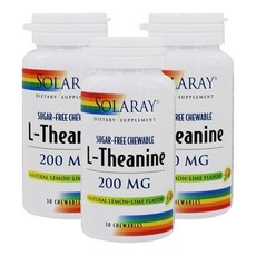 Solaray 左旋茶胺酸咀嚼片 檸檬味 200mg, 30顆, 3罐