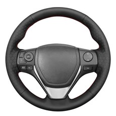 MEWANT DIY 스티칭 토요타 RAV4 스티어링 휠 랩 커버 토요타 RAV4 2013-2019 / 코롤라 2014-2019 / 코롤라 iM (미국) 2017-2018 / A, 스타일 10: 육각형 가죽 & 레드 실