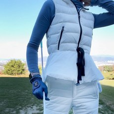 투솜 여성골프조끼 리본 프릴 패딩 조끼 경량 오리털 구스 여자 여성용 빅사이즈 겨울 봄 가을 겨울골프니트 겨울골프조끼