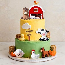 JeVenis 농장 동물 케이크 장식 양 케이크 토퍼 농장 동물 생일 장식 소 케이크 장식 돼지 케이크 토퍼 농장 동물 베이비 샤워 생일 파티 장식