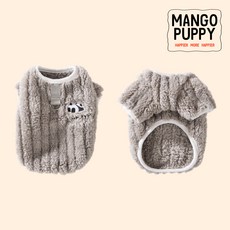 망고퍼피 강아지 겨울 후리스 보드러운 극세사 털 옷 방한, 1개, 그그레이