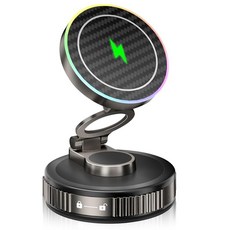 Vooii Magsafe 자동차 마운트 충전기 (15W 무선 고속 충전) (130+LB 가장 강력한 흡입 및 3000gf 자석) (360° 조절 가능) 진공 휴대폰 홀더 아, Titanium Black