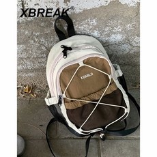 XBREA休閒尼龍布胸包2025新款潮時尚撞色雙肩包百搭揹包登山包, 小號白棕色