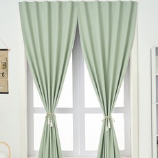 DFMEI 新款全遮光窗簾遮陽布臥室成品陽臺隔熱防曬窗戶簡易簾免打孔, 100遮光-青提綠色-魔術貼♢♜