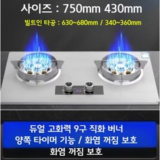 고출력 LPG 터보 가스레인지 가정용 업소용 중식전용 버너 매립 거치 선택형, C. 실버 고출력 2구(타이머 o) LPG전용