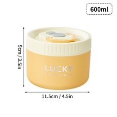 도시락 전자레인지 스틸 수 휴대용 용기 있는 쌓을 절연 보온 상자 WORTHBUY 밀폐 식품 스테인리스 304, 600ML Yellow, 1개
