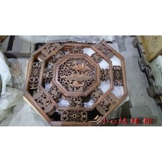 小o結緣館 荷葉鴛鴦窗花八角形香樟木仿古傢俱 90x3x90 (編號151), 1個