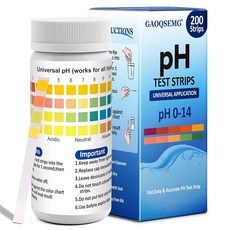 GAOQSEMG 유니버설 pH 테스트 스트립 0-14 200 리트머스 종이 스트립 액체 및 물 음식 비누 제조 산성 알칼리성, pH 0-14 Test