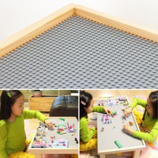 편백나무 레고 테이블 2인용 접이식 유아 공부상