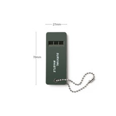 【小米粉】鋁合金雙頻求生口哨 高分貝救生哨 防狼防身訓練哨 雙管口哨, 軍綠色