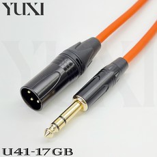 YUXI 麥克風線 XLR公 轉 6.35mm TRS 立體聲訊號線, 1個, 綠色線材,50公分 含雙頭