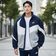 국내매장 나이키 빅스우시 후리스 리버시블 양털집업 겨울자켓 네이비화이트