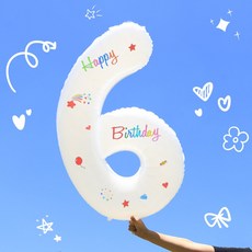 연지마켓 숫자 은박 풍선 대형, 화이트 6 (스티커포함)