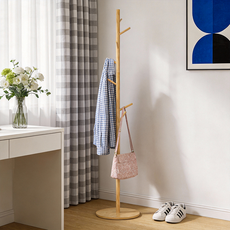 가정용 소나무 원반 스탠드 행거 7개 걸이, 원목