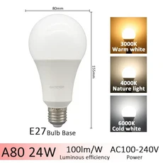 1-20pcs E27 B22 기본 LED 3 색상 조정 전구 AC110V 220V 3CCT(3000K 4000K 6000K) 메모리 기능 색온도 재, 04 24W E27, 02 1pcs, 01 AC100-240V