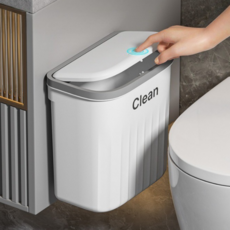 바잇마이 화장실 휴지통 벽부착형 틈새 원터치 쓰레기통, 화이트