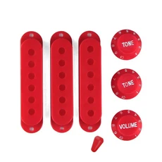 1세트 멀티 컬러 싱글 코일 일렉트릭 기타 픽업 커버 볼륨 2 톤 속도 제어 손잡이 Strat 용 스위치 팁, 01 China Mainland, 03 빨간색