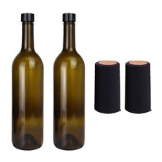 가인글로벌 와인750 갈색 스크류병 + 스탬핑 숏캡 블랙(28파이) + 탑씰 블랙(32파이), 2세트, 750ml