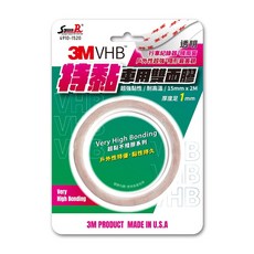 3M VHB系列 超黏車用雙面膠 超強黏性 耐高溫 不殘膠 行車記錄器專用, 1個, 4910-15mmx2M 寬x長 透明