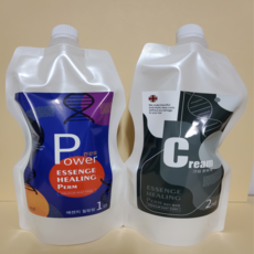 에센지 프리미엄 힐링펌 열펌제 건강모P+크림중화제 파마약 세트(1제+2제) 웨이브 매직 아이롱펌 미용실 전문가용 펌제, 2개, 400ml