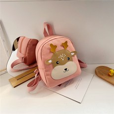 DFMEI 卡通幼兒園書包2-5歲男女寶寶可愛帆布兒童雙肩包早教小揹包, 小鹿粉:如圖, 1個