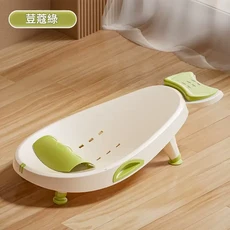 雅親 兒童洗頭躺椅 寶寶嬰兒洗發床, 豆蔻綠 舒適魚尾枕 - 四檔安全固定, 1個