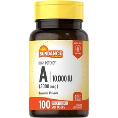 Sundance High Potency Vitamin A Softgels | 3000mcg | 100 Count | Essential Vitamin | Non-GMO and G, 1개, 100정