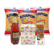 카라멜 팝콘재료 100명분 아하 보겔옥수수 700g 3팩 카놀라 액상 팝콘오일 700g 카라멜슈가 794g 팝콘봉투 소형 100장