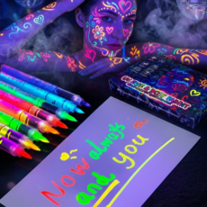 퐁포잇 UV 페이스 바디 형광펜 야광펜 잉크 마커펜, 8개, 혼합색상