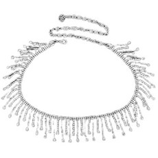 여자를위한 라인 스톤 프린지 허리 체인 섬세한 여자 연회 드레스 허리 벨트