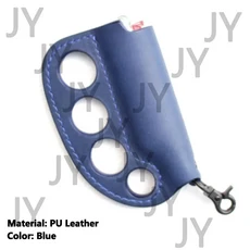 야외 캠핑 자기 방어 라이터 보관 가죽 케이스 휴대용 다목적 파이팅 키체인, 03 파란색