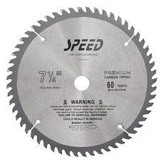 SPEED 목재용 원형 톱날 7인치 60날 목공 팁쏘