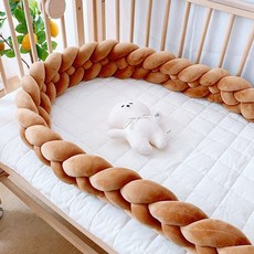 침대범퍼 침대울타리 범퍼침대가드 침대가드 트위스트, 4 가닥   세척을위한 카키색 가방