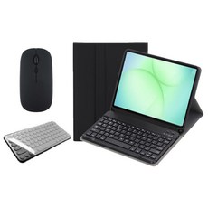 케이스나라 갤럭시탭 A11 플러스 / A9+ 호환 블루투스 키보드 케이스 북커버 무선 마우스 세트, 블랙, 1개