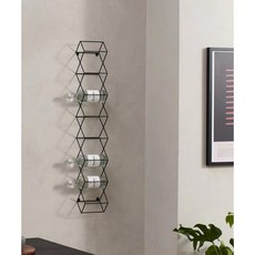 鎖壁式波浪酒架 - 8瓶 金屬紅酒架 鐵藝收納展示架, 1個