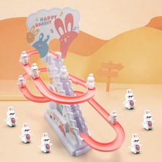 키즈브릭스 움직이는 토끼 계단 오르기 미끄럼틀, 핑크, 1개