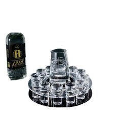 玻璃酒杯 倒酒器 旋轉杯架 12只裝 Shot杯, 1套, 12只杯+旋轉杯架, 15ml