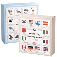 뚜뚜 메모리게임 동물 실사 세계 국기 2종, 1개