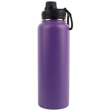 투데이리빙 보온 보냉 스텐 핸들 텀블러 대용량 물병 밀폐형 회전식 스파우트 캡뚜껑 물통 듀얼 드링크 물병 핸드 커버 홀더 손잡이 보틀, 1개, 1200ml, 퍼플