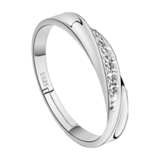 永浴愛河情侶對戒 B318 (開口可調/水鑽銀飾)