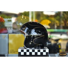 GU CAMP騎士部品 FAITH RETRO2 復古安全帽 飛鏢彩繪系列 鋼琴黑色, 鋼琴黑,L號, 1個