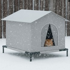 하비리아 길 고양이 떠돌이 길냥이 길양이 야외 집 방수 겨울 지붕 보온 방풍 바닥 뜬 눈 비 냉기 기모 털 바람 햇빛 차단 보호 공중 텐트 세트 야외용 하우스 큰 빅 사이즈, 1개, 회색